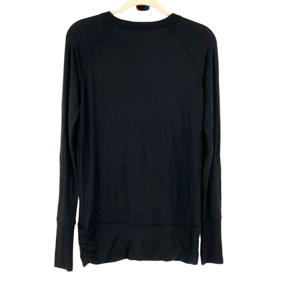 Athleta Studio Cinch Sweatshirt Black XS Soft Modal Thumbholes - Picture 2 of 7
